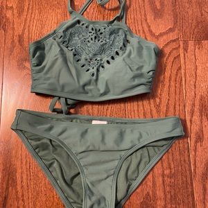 Green Halter Bikini Top